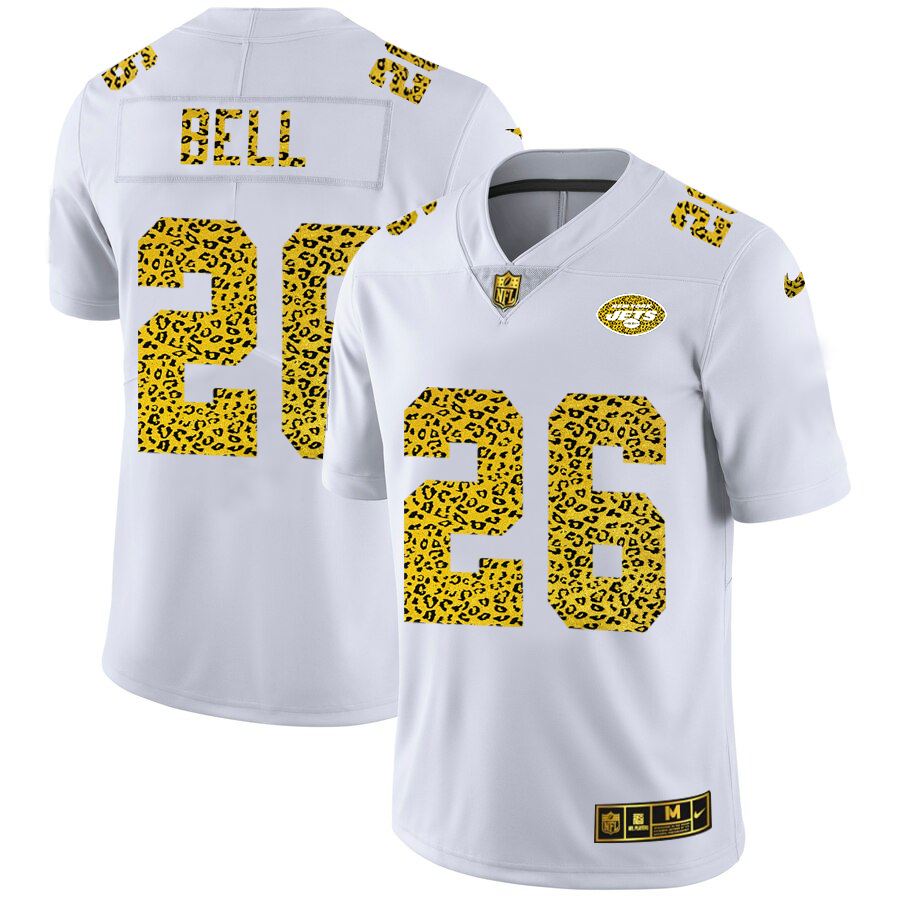 New York Jets #26 LeVeon Bell Men Nike Flocked Leopard Print Vapor Limited NFL Jersey White->cincinnati reds->MLB Jersey